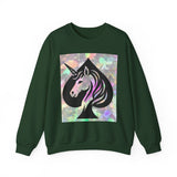 Unicorn Spade Crewneck Sweatshirt — Iridescent Magic Horse Graphic