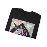 Unicorn Spade Crewneck Sweatshirt — Iridescent Magic Horse Graphic