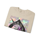 Unicorn Spade Crewneck Sweatshirt — Iridescent Magic Horse Graphic