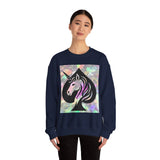 Unicorn Spade Crewneck Sweatshirt — Iridescent Magic Horse Graphic