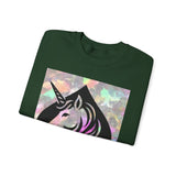 Unicorn Spade Crewneck Sweatshirt — Iridescent Magic Horse Graphic