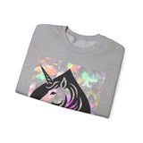 Unicorn Spade Crewneck Sweatshirt — Iridescent Magic Horse Graphic
