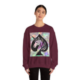 Unicorn Spade Crewneck Sweatshirt — Iridescent Magic Horse Graphic
