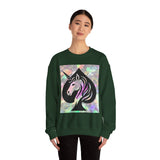Unicorn Spade Crewneck Sweatshirt — Iridescent Magic Horse Graphic