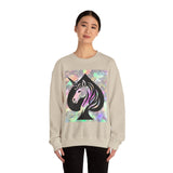 Unicorn Spade Crewneck Sweatshirt — Iridescent Magic Horse Graphic