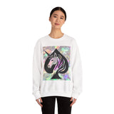 Unicorn Spade Crewneck Sweatshirt — Iridescent Magic Horse Graphic