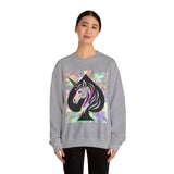 Unicorn Spade Crewneck Sweatshirt — Iridescent Magic Horse Graphic