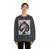 Unicorn Spade Crewneck Sweatshirt — Iridescent Magic Horse Graphic