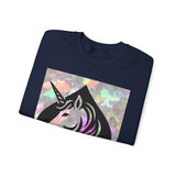 Unicorn Spade Crewneck Sweatshirt — Iridescent Magic Horse Graphic
