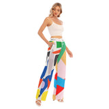 All-Over Print Women's Waist Fungus Edge Wide-leg Pants